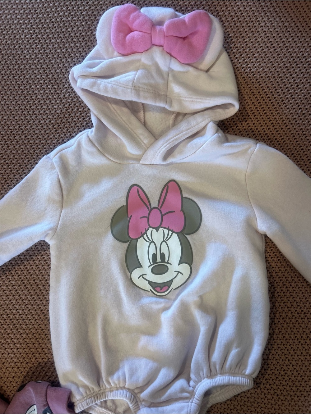 Disney Minnie Mouse Baby Hoodie Romper 18-24M Pink Bow Ears